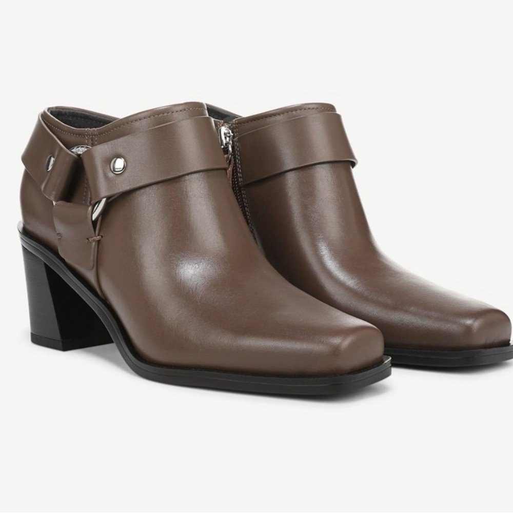 Franco Sarto Elegant Brown Leather Western Ankle Boots size 7.5 NEW no box